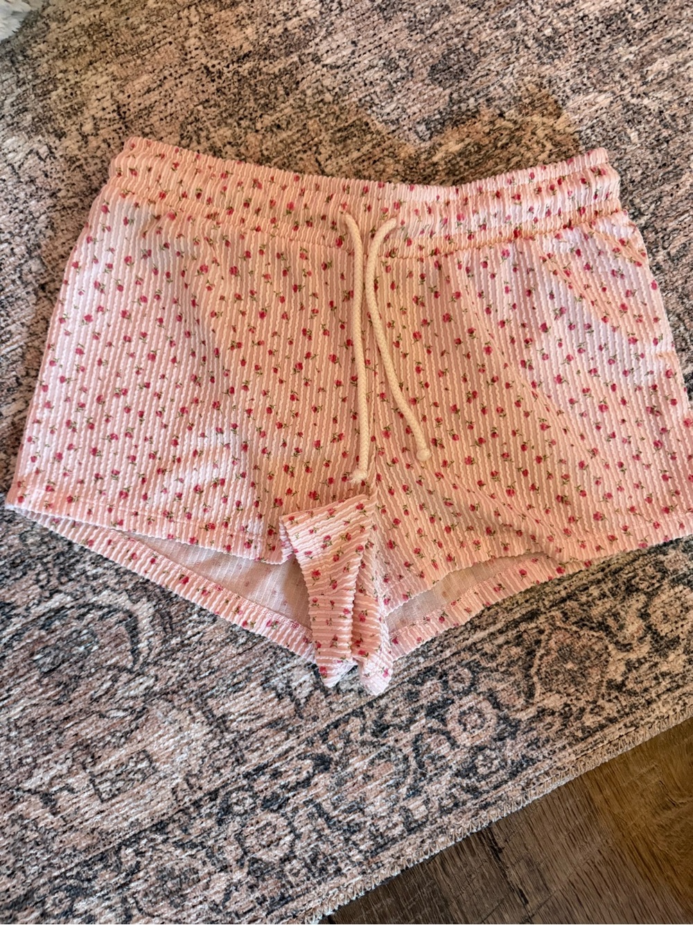 Cozy Pink Dot Waffle Knit Sleep Shorts